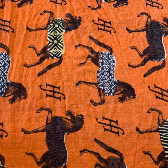 Friendly Hunting 100% Cashmere Scarf Wrap Shawl Orange Horse Guard 4' by 7' - Picture 6 of 8